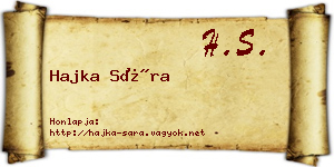 Hajka Sára névjegykártya